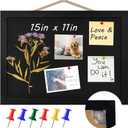 Black Cork Board Black Bulletin Board Pin Display Board for Wall Corkboard Black Pushpin Board Vision Board Picture Photo Felt Board for Memos, Photos, Home, Kitchen, Office,15"x11"