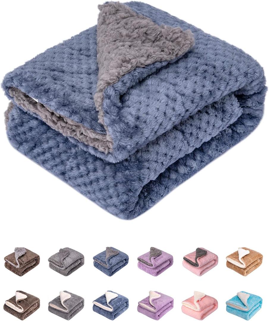 DG Plush Fleece Receiving Blanket for Dog, Cat, and Pet - Warm and Soft, 32" x 40", Smoked Blue
