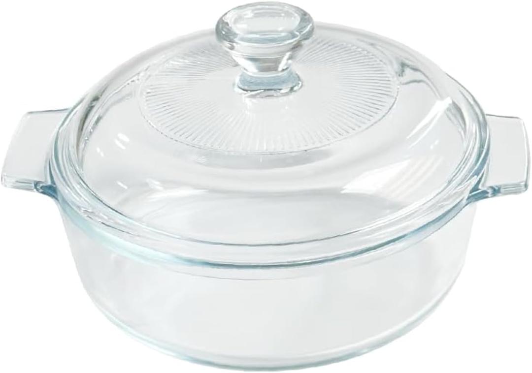 0.8L Small Tempered Glass Casserole Dish for Oven with Lid, Round Microwave Oven Baking Dish with Glass Lid