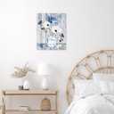 LB Blue Floral Wall Art for Bathroom Spring Daisy Flower on Retro Wood Gray Framed Canvas Wall Art Wall Paintings Butterfly Wall Pictures for Living Room Bedroom Office Ready To Hang, 12x16 Inch