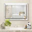 Pregaspor Wall Mirror for Bathroom, 24" x 36" Rectangular Frameless Vanity Mirror, Polished Beveled for Over Sink