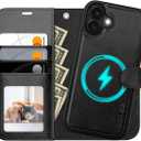 OCASE for iPhone 17 Detachable Wallet Case with Card Holder, 2 in 1 PU Leather Flip Folio with RFID Blocking Stand Wrist Strap Shockproof Phone Cover 6.3 Inch 2025, Black