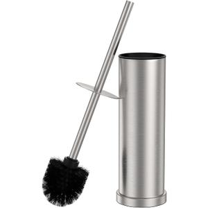 Stain Nickel Toilet Brush and Holder SetStainless Steel Heavy Duty Toilet Bowl BrushExtra Long Handled Modern Toilet Cleaner Brush with Replaceable Head, Removable Inner Bowl, and Splash Protection