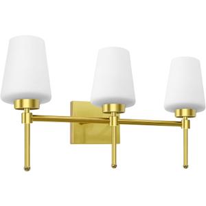 Bathroom Vanity Light Fixtures Brushed Brass Over Mirror with Milk Glass Shade Wall Sconce Lighting Lamp Bath 3-Lights (Exclude E26 Bulb) (3T, Brushed Brass)