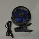 Gaiatop Portable Clip on Fan Battery Operated, Small Powerful 3 Speed Quiet 360 Rotate, USB Rechargeable Mini Personal Cooling Fan for Desk Table Home Office Stroller Camping Women Gifts Black Blue