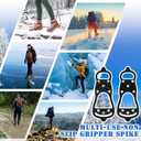 Non Slip Gripper Spike - Ice Traction Cleats Walk Traction Cleat Sturdy Ice Snow Grips for Shoes & Boots with Steel Studs Crampons (4 Pairs Black)
