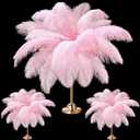 XunYee 60 Pcs Large Natural Ostrich Feathers Plumes Bulk for Centerpiece 18-20 Inch (45-50 Cm) Feathers for DIY Crafts Christmas Wedding Masquerade Party Decorations(Pink)