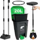 6Pack - Large Dog Pooper Scooper for yard - 20L Step Dog Poop Trash Can Outside - Pet Waste Container Outdoor with Removable Inner Bin - 28" Pooper Scooper & Long Handle Metal Tray&Rake & 50 Waste Bag