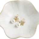 Jewelry Dish Tray, Ring Dish, Ceramic Trinket Tray, Key Bowl, Decorative Plate, for Friends Sisters Daughter Mother (Milky White)