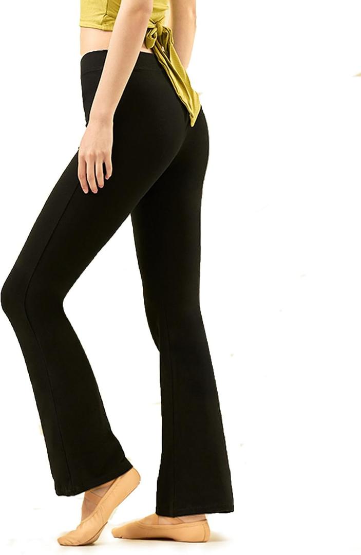 Daydance Black Bootcut Jazz Dance Pants for Women, Comfy Sweatpants for Workout, Exercise, Yoga (Black, M)