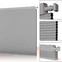 No Drill No Tools Blackout Cellular Shades Cordless Easy Install Honeycomb Blinds Thermal Insulated Noise Reduction Blinds for Indoor Windows,Blackout-Light Gray,29.5" W x 64" H