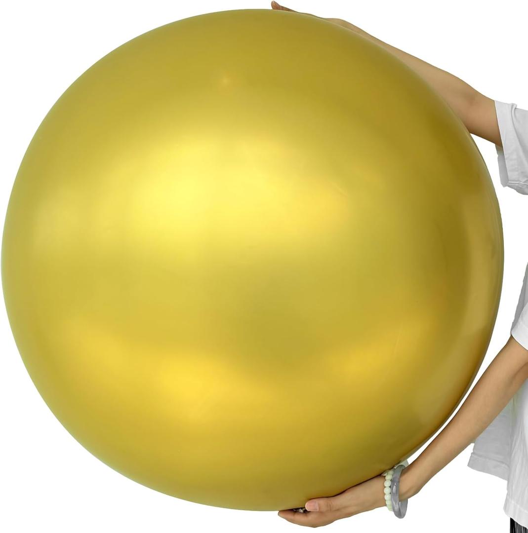 36 Inch Metallic Gold Balloons - Large Gold Balloons Giant Jumbo Chrome Gold Latex Balloon Extra Large Round Balloon for New Year Graduation Birthday Anniversary Party Decorations, Photo Shoot