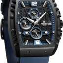 NAVIFORCE Men Quartz Watch Auto Date Week Business Dress Analog Wrist Watches (black+Blue)