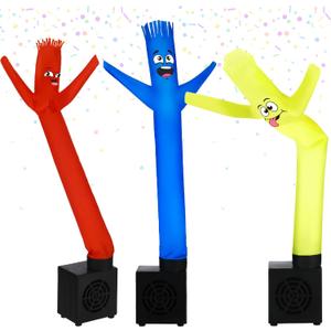 Poen 3 Pcs Mini Inflatable Tube Man White Elephant Gift Funny Gag Birthday Wacky Waving Inflatable Guy with Blower Desktop Mini Dancer Gift for Women Party Decoration(Smile)