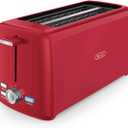 BELLA 4 Slice Toaster, Long Slot & Removable Crumb Tray, 7 Shading Options with Auto Shut Off, Cancel & Reheat Button, Toast Bread & Bagel, Red