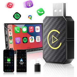 Wireless Carplay Auto Adapter Plug&Play CarPlay AI Box BT Wireless Dongle for OEM Wired CarPlay/Andriod Auto Cars 