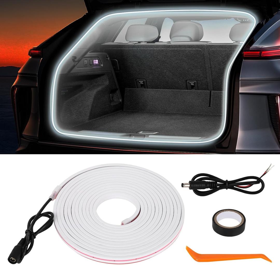 Car LED Strip Lights - Trunk Cargo Ambient Lighting, White Colors 6000K, 177.16 inches Flexible LED Light Strip, Easy Install, Waterproof, Universal Fit, for Car Trunks, SUVs, and Vans