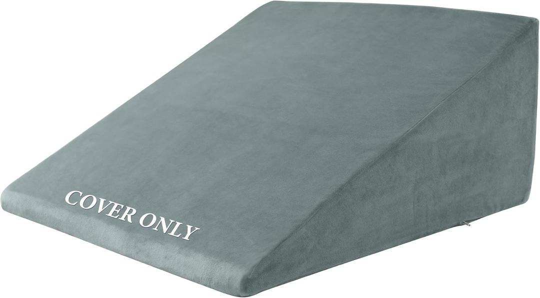 HOMBYS Ultra Soft Velvet Bed Wedge Pillow Cover-Super Soft Fleece Pillowcase with Zipper Design, Removable & Machine Washable Pillowcase, (Grey, 25"x25"x8")
