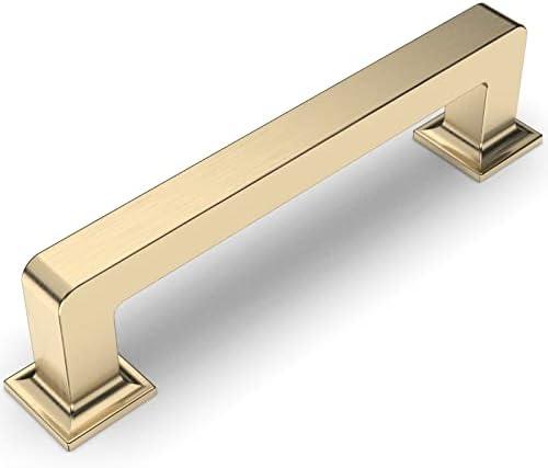Amerdeco 2 Pack Brushed Brass Cabinet Pulls 3 Inch(76MM) Hole Centers Kitchen Cabinet Handles Cabinet Hardware Kitchen Handles for Cabinets Cupboard Handles Drawer Pulls ZH0019