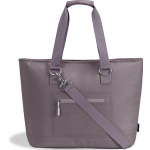 Insulated Cooler Bag, SIYUAN Leakproof BPA-Free Soft Tote with Shoulder Strap for Work Lunch Travel Water-Resistant (20L, Grey Purple)