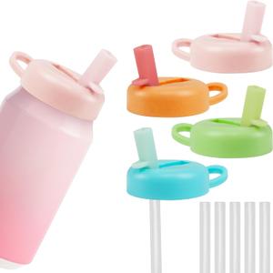 4-Pack 4-Color Soda Can Lids with Straws, Leak-Proof Soda Can Cover Lids with 2-in-1 Sip & Straw | Universal Fit for Standard Cans | Dishwasher Safe, Easy Take-Apart Cleaning