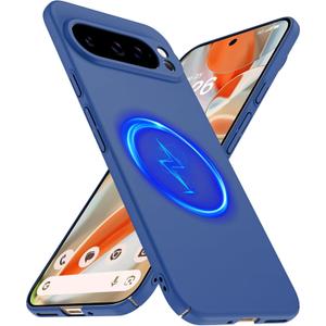 Magnetic Slim Case Fit for Google Pixel 9 Pro XL (2024) [Compatible with Magsafe] Ultra-Thin Lightweight Durable Minimalist Matte Hard Cover Case Shockproof Non Slip Ring-Blue