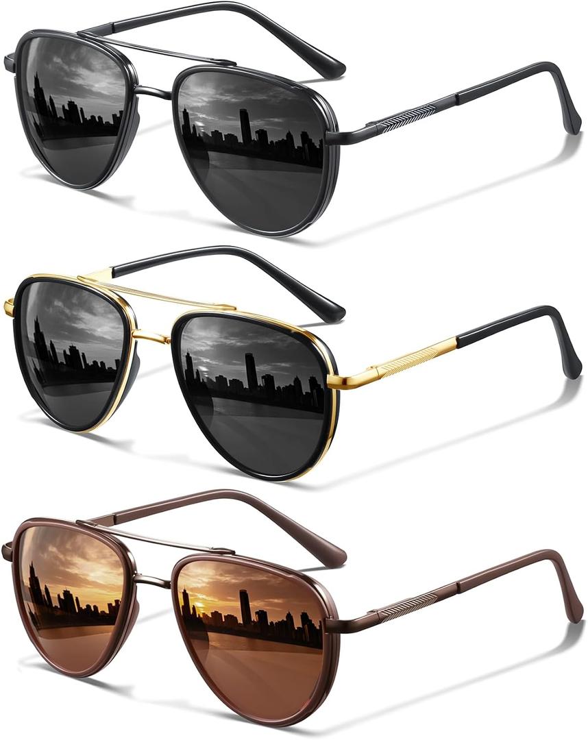 KUGUAOK Polarized Aviator Sunglasses for Women Men UV Protection Running Outdoors Tangle Free Sun Glasses Vintage Shades