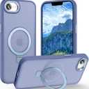 Magnetic for iPhone 17e Case & iPhone 16e Case with Ring Stand, [10 FT Drop Protection] [Velvety Touch] Slim Translucent Matte Back Shockproof Phone Case for iPhone 17e 6.1'', Sierra Blue