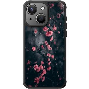 FUNMIKO Cute Phone Case for iPhone 13 Mini - Wireless Charging & Military-Grade Protection - Trendy Wildflower Design for Women Girls, Non-Slip Translucent Matte Hard Cover - Mystic Blooming Plum