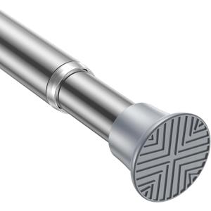 Spring Tension Curtain Rod 32-76 inch, Adjustable Expandable Tension Curtain Rod No Drilling, Tension rods for Window Doorway Kitchen Curtain, Silver