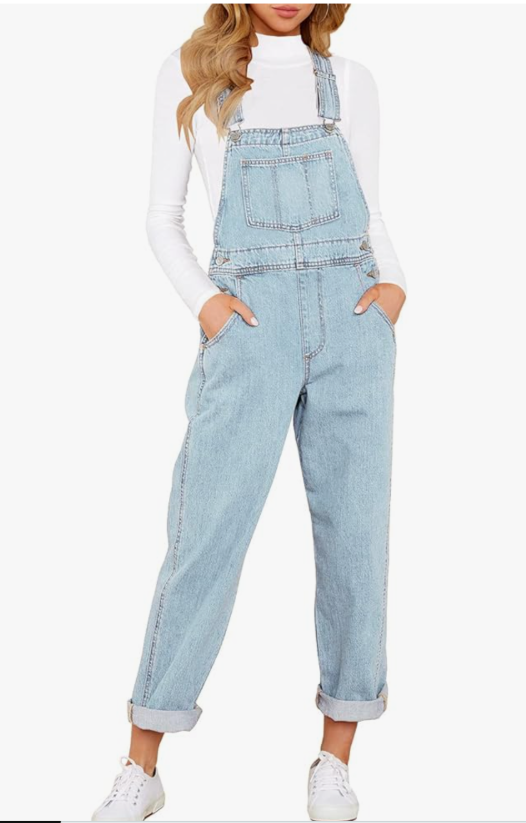 luvamia Women's Casual Stretch Adjustable Denim Bib Overalls Jeans Pants Jumpsuits. Size S