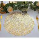 Snowkingdom Gold Placemats Set of 50, Gold Metallic Glitter Foil Leaf Floral 13 Inch Round Disposable Doilies, Dinning Table Place Mats for Fall Wedding Birthday Party Thanksgiving Christmas Outdoor