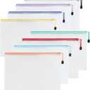 8pcs Mesh Zipper Pouch Bags, A4 Zipper Bags for Organizing, 8 Color Waterproof Zipper Pouches, Mesh Bags with Zipper, File Bags for School, Puzzles, Cosmetics, Travel, Board Games Office Supplies