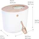 IRIS USA Cat Litter Box Large Top Entry with Lid Enclosed Covered Hooded Design Litter Catching Scatter Shield Pan Dog Proof Pet Proof Scoop Included Odor Control for Indoor Cats Kittens Beige/White