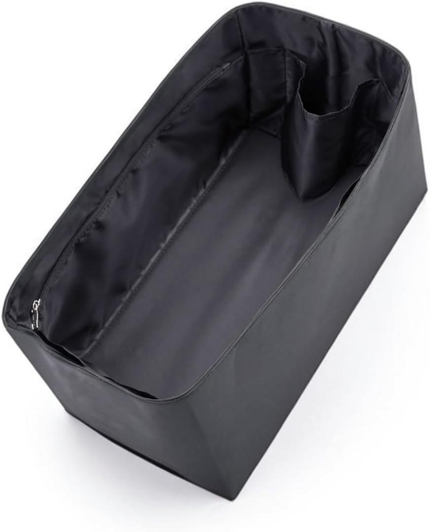 Nylon Water-Repellent Purse Organizer with Zipper Insert for Longchamp Tote Bag (Black, Tote bag M)