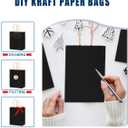 Bakepacker 100-Pack Small Size Gift Paper Bags with Handles Bulk 8.3"x6"x3.17" Black Party Kraft Shopping Bags