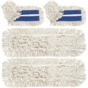 24" 4 Pack Industrial Strength Cotton Dry Dust Mop Head Floor Dust Mop Refill Hardwood Floor Duster Broom Dry Floor Cleaning for Hardwood Ceramic Marble Tile, Fits 24 Inch Frame