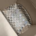 DII PVC Tabletop Collection Decorative Woven Basketweave Design, Placemat Set, 15" Round, Leather Brown