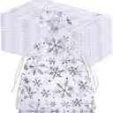 100Pcs Christmas Organza Gift Bags, 4x6 Snowflake Mesh Drawstring for Xmas Wedding Party Favor, Jewelry Candy Goodie - Organza Bags (Silver)