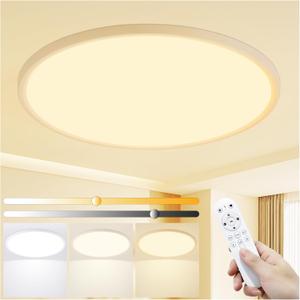 20 Inch LED Flush Mount Ceiling Light,48W Ultra-Thin Modern Round Light Fixture with Remote,Dimmable 3000K-6000K,White,4800LM,Memory & Night Light Mode for Bedroom, Kitchen,Living Room