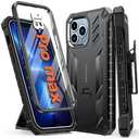 FNTCASE for iPhone 13 Pro-Max Case: Military Grade Shockproof Full Protective Rugged Cell Phone Cover with Kickstand & Belt-Clip Holster, Drop Proof Hard 13 Pro-Max Cases 5G - 6.7 Inch Black