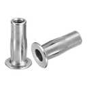 uxcell M5 Multi-Grip Rivet Nuts, 10pcs Pre-Bulbed Shank Flat Head Threaded Insert Nut 304 Stainless Steel Plus Nuts for Construction Industrial