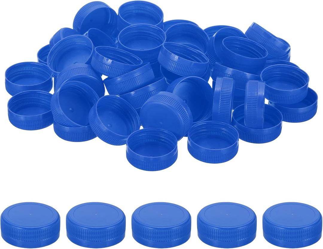 PATIKIL 38mm/1.5" Inner Plastic Bottle Cap, 100Pcs Replacement Screw Bottle Cap Storage Jug Lids for Craft DIY Juice Water Milk, Blue
