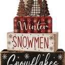 4 Pcs Christmas Decorations Indoor - Wooden Christmas Tree Table Decoration for Home - Holiday Centerpiece For Table - Winter Tiered Tray Decor Rustic Farmhouse Xmas Gift for Home Kitchen Mantel