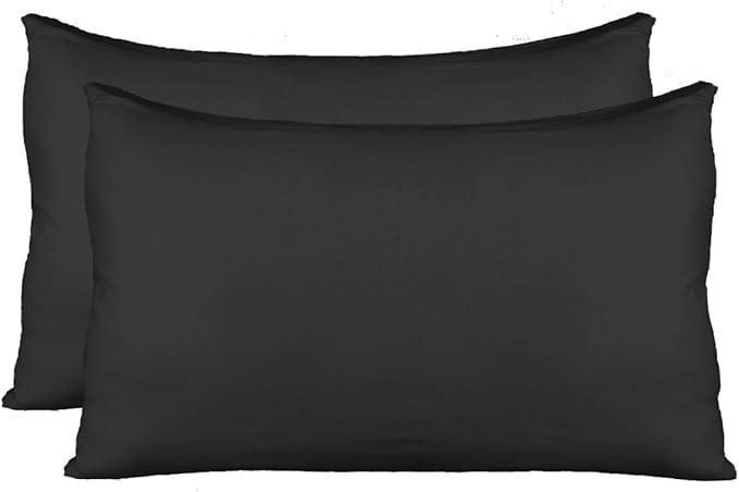 Pillow Cases with Invisible Zipper, Universal Size fit All King, Queen and Standard Size Pillows, Modal Rayon Spandex 180 Gram, Soft Than Cotton, Pack of 2, Black