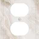 Beige Cloudy Marble Cream White Abstract Print Outlet Covers 1 Gang Duplex Light Switch Cover Decorative Switch Plates Electrical Receptacle Faceplate Wall Plate for Bathroom Bedroom Decor