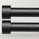 2 Pack Curtain Rods for Windows 48 to 84 Inch(4-7ft), 1 Inch Black Adjustable Heavy Duty Curtain Rod Set, Outdoor Long Drapery Rods for Patio Bedroom, Size 32"- 90"