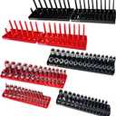 8PCS Socket Organizer Tray Set,1/2", 1/4" and 3/8" SAE & Metric Deep & Shallow Socket Holder Kit, Deep and Shallow Socket Holders for Toolboxes(sockets not included)