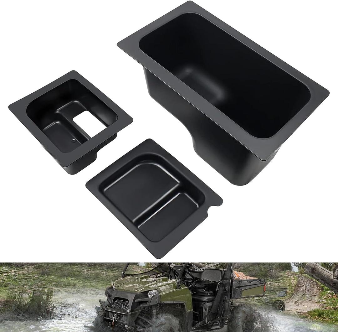 Underseat Storage Box Compatible with 2015-2021 Polaris Ranger 500/570 Mid-Size Accessories Under Seat Storage Bin Set Organizer Tray 50" Wide (fits: PRO-FIT Cage Model, 3PCS)