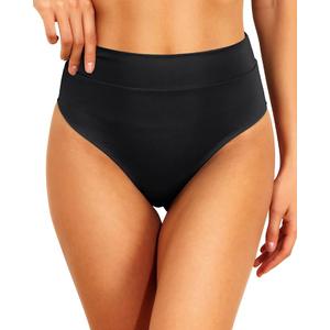 Tempt Me Women High Waisted Cheeky Bikini Bottoms Tummy Control Scrunch Butt Swim Bottom Only  (Black) 
M